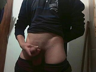 naked skinny girl feels emotional during monster cock masturbation in bathroom