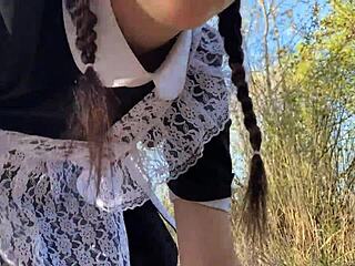 fucking a skinny hottie in the bushes?