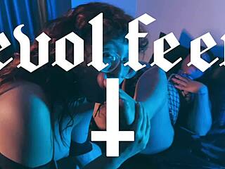 My feet own you, brunette and redhead lick and gag on big clit