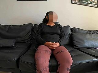 petite teen gives blowjob and rides cock doggystyle in interview