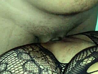 Fucking my wife's big pussy in sexy stockings she wore for her lover 😏