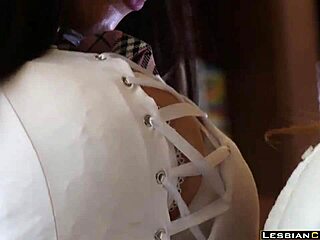 mature bombshell teacher seduces lesbian bimbo