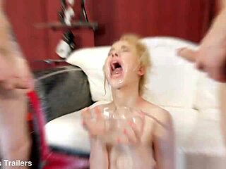 Sweetie Plum takes deep anal from two guys