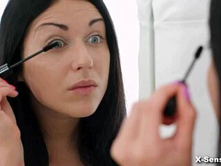 In X-sensual, erotic photography master Jessica Lincoln gives sensual blowjob to bent-over hairless teen, ending in cumshot