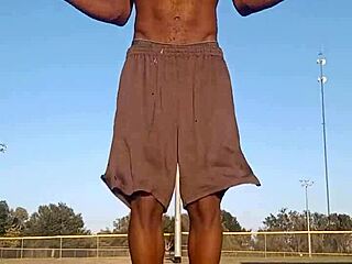 Beautiful Black Roommate Works Out