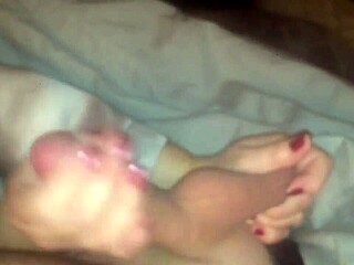 Wife Gives Handjob To Monster Cock