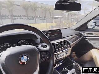 Horny blonde masturbates in the mall 😏