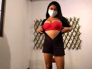 Cute Stepmother Opens Ass Close-Up In Lingerie