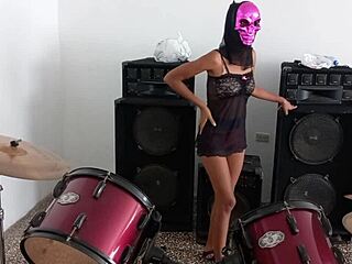 Hot Latin Brunette Gets Ready For Halloween At Stepfather's House!