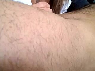 Horny blonde sucks and jerks off monster cock hard.