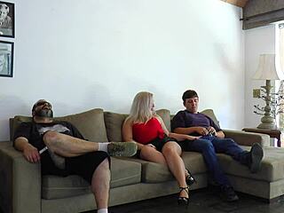 Hey, watch this unfaithful wife fuck her friend while her cuckold husband watches 😏