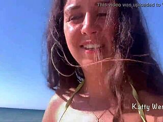 crazy girl 18 yo pees on public beach in her panties, wets them and sunbathes