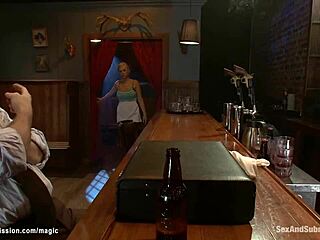 huge tits bartender, get banged in bondage now