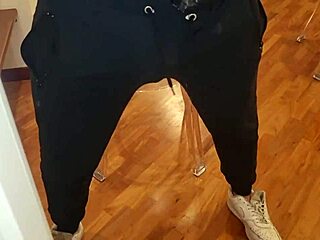 horny guy in leather jacket jerks off and cums hard