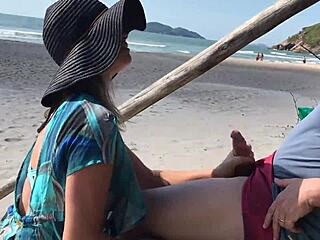 Milf teased stranger with tongue, he fucked her ass in public 😈