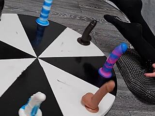 She spins the wheel of dildos hoping to win her orgasm with rough anal and monster toys.