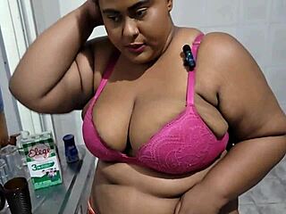 Brazilian Milf Stepmother Moaning While Riding Stepson's Cock in Kitchen, Gets Big Cumshot on Ass