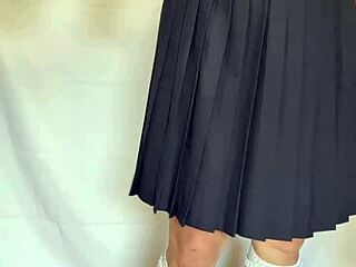 Asian in Sailor Uniform Gets Sexy Lingerie and Anal Plug Inserted