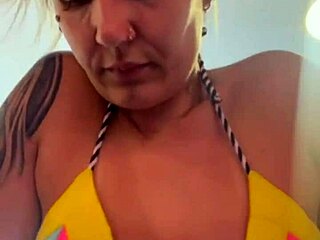 African Woman Trains in Thong Bikini, Gets Wet Pussy from Horniness