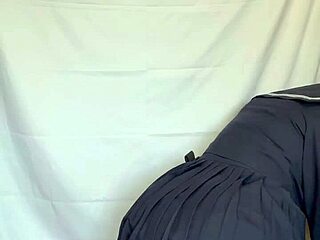 Asian in Sailor Uniform Gets Sexy Lingerie and Anal Plug Inserted