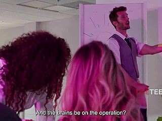 Work life balance myth proven with intense freeuse banging of teen 18+s in public orgy