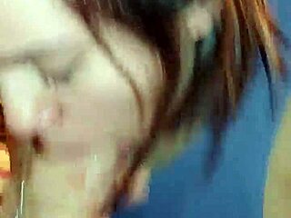 cheating married slut sneaks for big oral creampie while husband sleeps