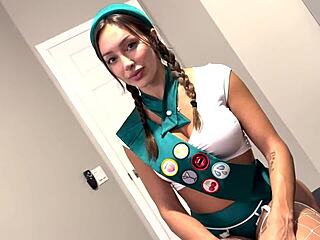 Horny girl scout sisi rose gets rough sloppy sex with monster cock