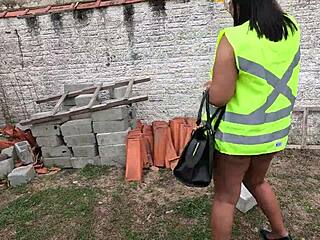 Imagining Bricklayers Fucking Her Hairy Pussy During Inspection!