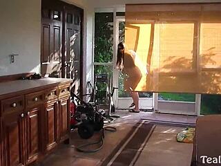 Vicky vette talks dirty while orgasming from muff diving by the pool