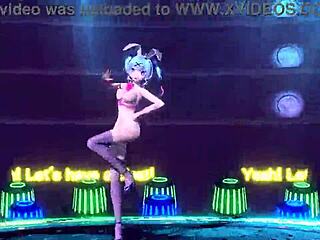 hatsune miku bunny costume reveals nude body with big tits and ass