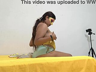 brunette with an unathletic body and plump fat touches her body with the intention of exploring her body before masturbating her cholesterol-caked buttocks