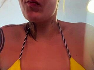 African Woman Trains in Thong Bikini, Gets Wet Pussy from Horniness
