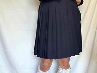 Asian in Sailor Uniform Gets Sexy Lingerie and Anal Plug Inserted