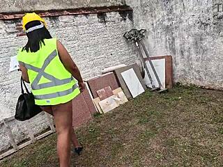 Imagining Bricklayers Fucking Her Hairy Pussy During Inspection!