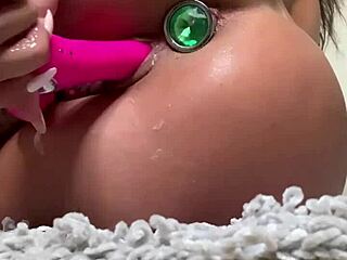 Sexy Girl Masturbates with Dildo in Lingerie