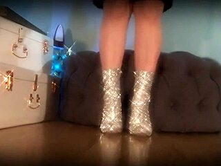 Goddess Mesmerizes Slave With Sparkle Boots In Femdom