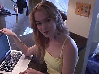 sage fox keeps sucking seth brogans dick after he creampied her