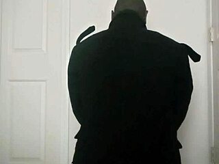 Arm stretching exercise mimicking masturbation movements intensely