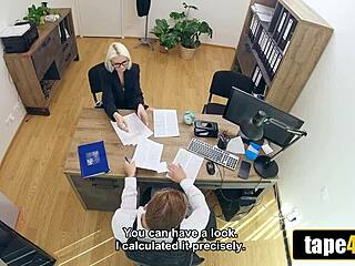 At work, the office desk turns into a spot for deep anal sex for cash 😏