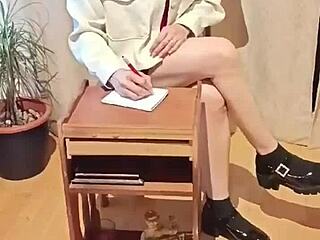 Mature teacher gets doggystyle from student in empty class 😏