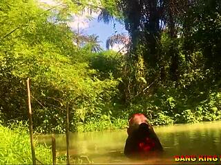 Fucking African Whore in Stream with Monster Cock.