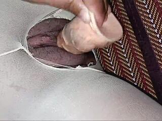 i fucked her through torn stockings untill her pussy was full of cum