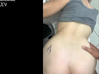 Intensely fuck stepsister in bathroom with creampie