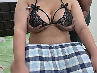 Ebony babe feels disappointment in doggy fucking.