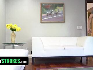 slender girl swallows huge dick on live stream