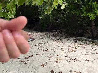 On the beach, stepmom begs for cum on face from risky pickup.