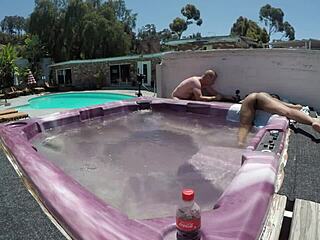 Dayanara Gets Naked in Hot Tub for Skinny Slut Deepthroat Blowjob Action