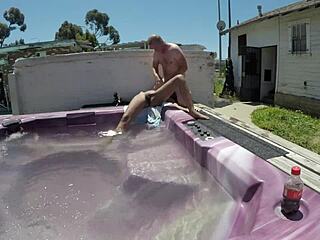 Dayanara Gets Naked in Hot Tub for Skinny Slut Deepthroat Blowjob Action