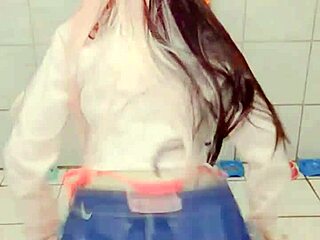 Skinny petite egirl dancing with small tits and big ass