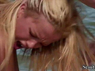 sexy teen gets anal dp from stranger on beach